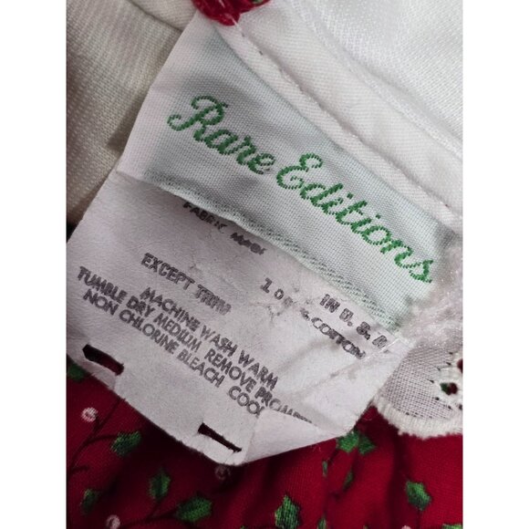 ❤️Vintage Rare Editions Red Holly Christmas Dress Cotton 6-9 Months - Picture 4 of 11